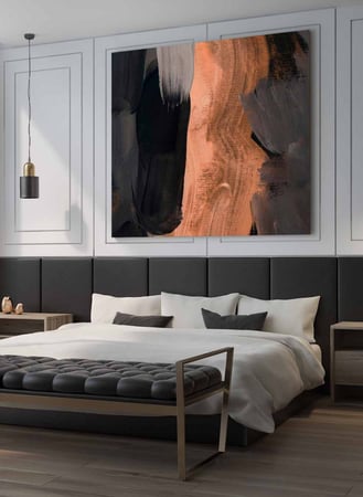 لوحة كانفاس مربع على إطار خشبي، تصميم فن تجريدي، للمنزل، غرفة المعيشة، المكتب، الديكور