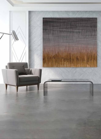 لوحة فنية تجريدية تعبيرية مربعه بتصميم تجريدي بألوان أسود وبني فخمه