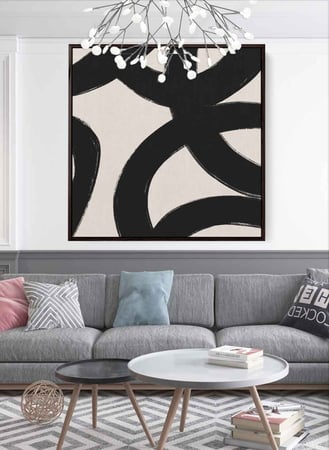 لوحة كانفاس على إطار خشبي بتصميم دوائر متداخلة