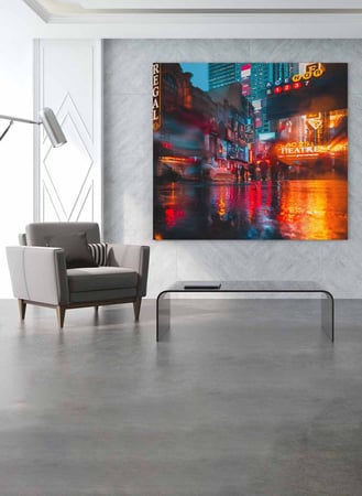 لوحة كانفاس مربع على إطار خشبي، تصميم مدينة نيويورك، للمنزل، غرفة المعيشة، المكتب، الديكور