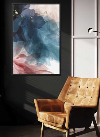 لوحة كانفاس على إطار خشبي بتصميم فن تجريدي نمط من الزهور