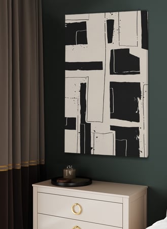 لوحة كانفاس على إطار خشبي بتصميم نمط أشكال فنية