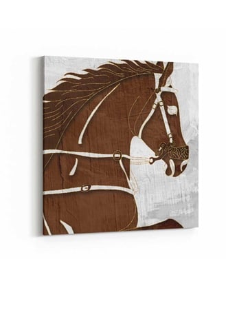 لوحة كانفاس على إطار خشبي بتصميم فن تجريدي للحصان المحارب