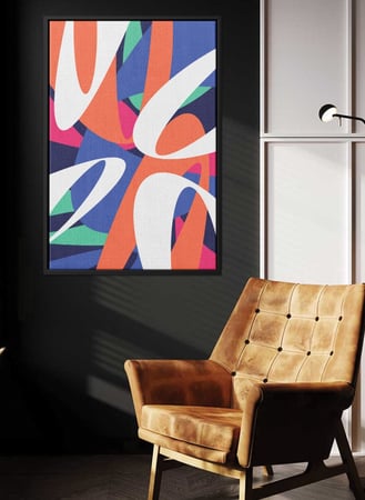 لوحة كانفاس على إطار خشبي بتصميم نمط فني ملون