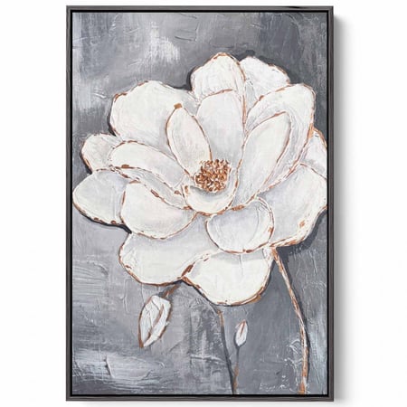 لوحة كانفاس على إطار خشبي، تصميم زهرة متفتحه، للمنزل، غرفة المعيشة، المكتب، الديكور