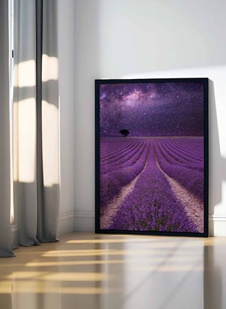 لوحة كانفاس على إطار خشبي، تصميم حقول اللافندر، للمنزل، غرفة المعيشة، المكتب، الديكور