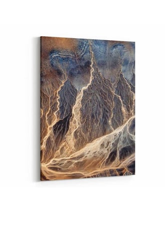 لوحة كانفاس على إطار خشبي، تصميم فن تجريدى عاصفة كهربائية، للمنزل، غرفة المعيشة، المكتب، الديكور