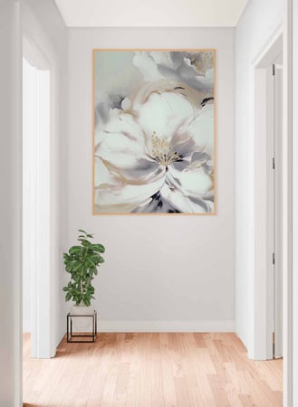 لوحة كانفاس على إطار خشبي، تصميم نمط زهور مميز، للمنزل، غرفة المعيشة، المكتب، الديكور