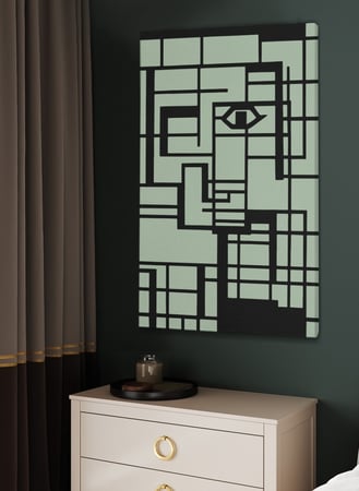 لوحة كانفاس على إطار خشبي بتصميم أشكال فنية