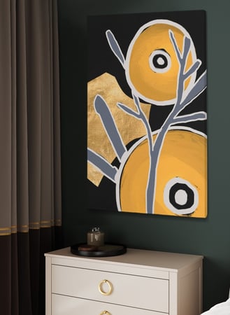 لوحة كانفاس على إطار خشبي بتصميم فن تجريدي دوائر