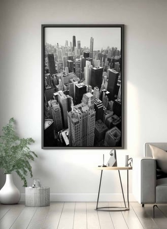 لوحة كانفاس على إطار خشبي، تصميم مشهد علوى للمدينة، للمنزل، غرفة المعيشة، المكتب، الديكور