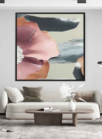 لوحة كانفاس على إطار خشبي بتصميم نمط فن لزهور ملونه