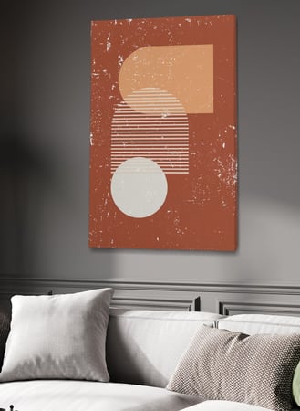 لوحة كانفاس على إطار خشبي بتصميم أشكال فنية