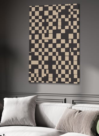 لوحة كانفاس على إطار خشبي بتصميم مربعات