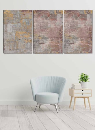 طقم لوحة تجريدية كبيرة مقسمه على 3 لوحات بتصميم رسم تجريدي بالوان فخمه