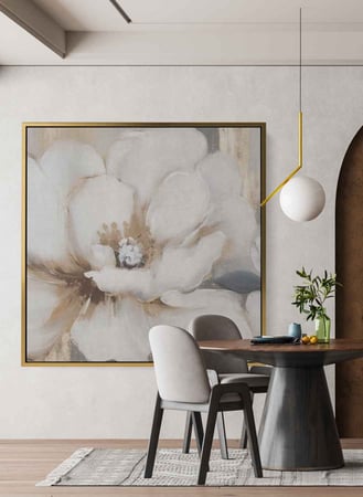 لوحة كانفاس مربع على إطار خشبي، تصميم فن تجريدي زهرة ، للمنزل، غرفة المعيشة، المكتب، الديكور