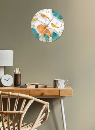 ساعة حائط مصنوعة من الأكريليك تعمل بالبطارية، بتصميم أوراق نباتية وأسماك، للمنزل، غرفة المعيشة، المكتب، الديكور