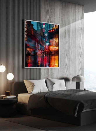 لوحة كانفاس مربع على إطار خشبي، تصميم مدينة نيويورك، للمنزل، غرفة المعيشة، المكتب، الديكور