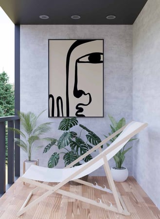 لوحة كانفاس على إطار خشبي، تصميم فن تجريدى وجه بخط واحد، للمنزل، غرفة المعيشة، المكتب، الديكور