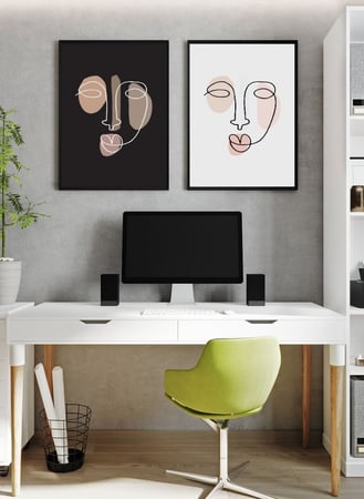 اشتر طقم لوحات مقسمه من قطعتين بتصميم وجه انثى بشكل فني فاخر