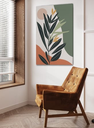 اشتر لوحه كبيره فاخرة كانفاس بتصميم أوراق شجر لتزيين الجدار