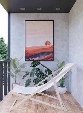 لوحة كانفاس على إطار خشبي، تصميم غروب الشمس على الريف، للمنزل، غرفة المعيشة، المكتب، الديكور