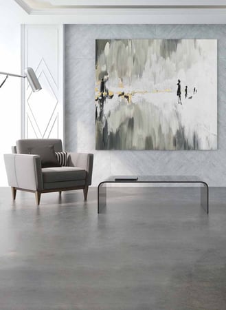 لوحة كانفاس مربع على إطار خشبي، تصميم فن زيتي، للمنزل، غرفة المعيشة، المكتب، الديكور