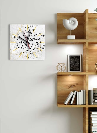 ساعة حائط مصنوعة من الأكريليك تعمل بالبطارية، بتصميم ألوان مائية داكنة على خلفية فاتحة، للمنزل، غرفة المعيشة، المكتب، الديكور