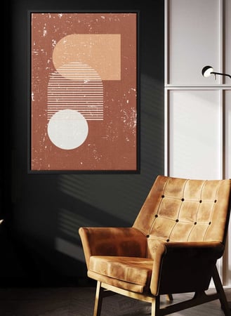 لوحة كانفاس على إطار خشبي بتصميم أشكال فنية