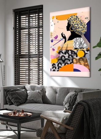 لوحة كانفاس على إطار خشبي بتصميم فن تجريدي لسيدة