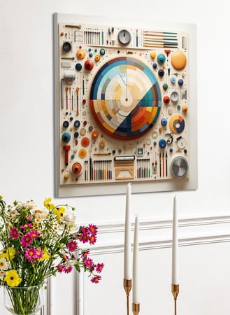 لوحة كانفاس على إطار خشبي بالفن التصوري لتصميم اشكال ملونة