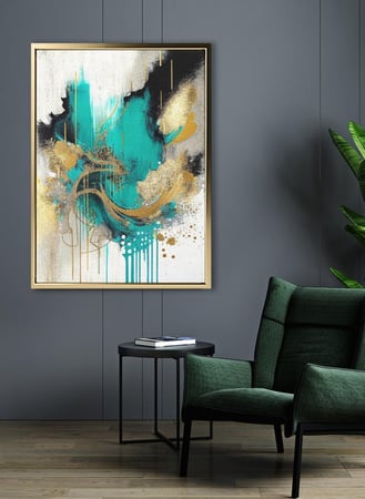 لوحة كانفاس على إطار خشبي بتصميم نمط فنى