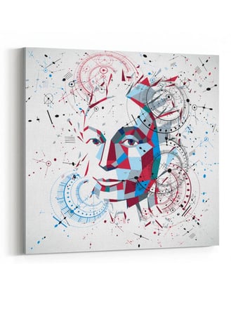 لوحة كانفاس على إطار خشبي بالفن التصوري لتصميم بورتريه امرأة