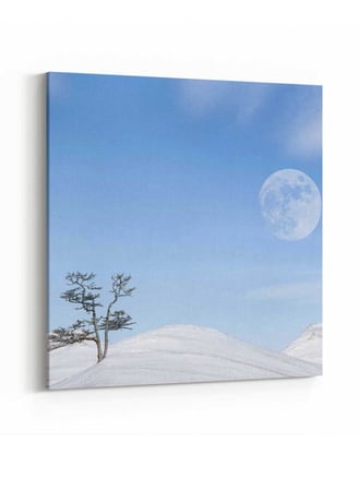 لوحة كانفاس مربع على إطار خشبي، تصميم لقد حل الشتاء، للمنزل، غرفة المعيشة، المكتب، الديكور