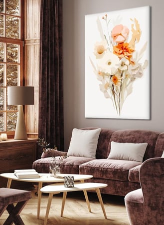 لوحة كانفاس على إطار خشبي بتصميم زهور برية