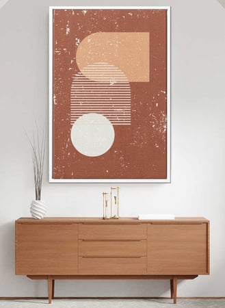 لوحة كانفاس على إطار خشبي بتصميم أشكال فنية