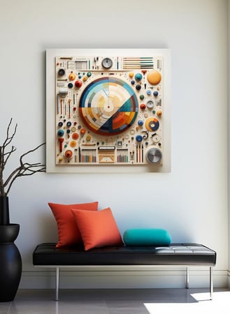 لوحة كانفاس على إطار خشبي بالفن التصوري لتصميم اشكال ملونة