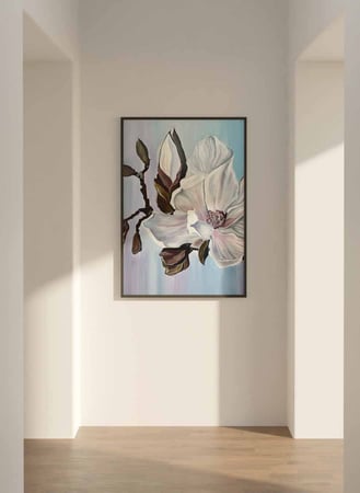 لوحة كانفاس على إطار خشبي، تصميم زهرة جميلة ، للمنزل، غرفة المعيشة، المكتب، الديكور