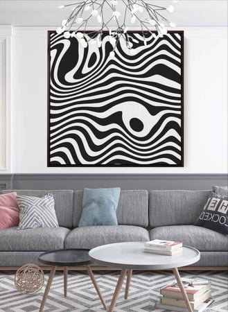 لوحة كانفاس مربع على إطار خشبي، تصميم نمط ملون ، للمنزل، غرفة المعيشة، المكتب، الديكور