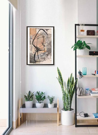 لوحة كانفاس على إطار خشبي، تصميم فن تجريدي، للمنزل، غرفة المعيشة، المكتب، الديكور