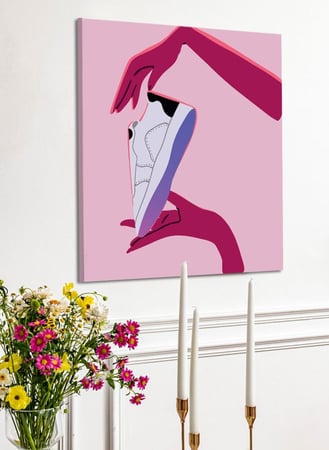 لوحة كانفاس على إطار خشبي بالفن التصوري لتصميم حذاء رياضى