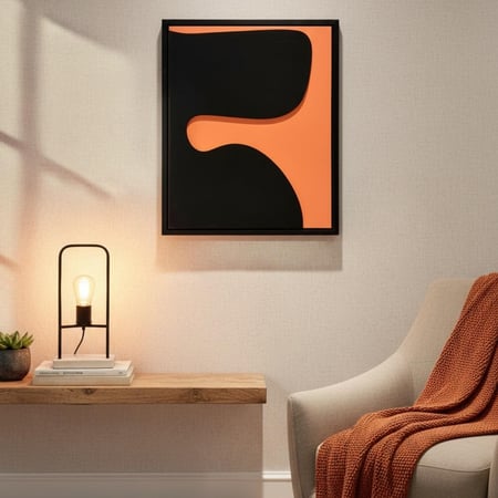 لوحة جدارية بارزة مصنوعة يدويا بتصميم عصري مع إطار أسود – ٥٠×٧٠ سم