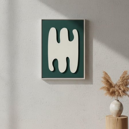 لوحة جدارية بارزة مصنوعة يدويا بتصميم عصري مع إطار أبيض – ٥٠×٧٠ سم