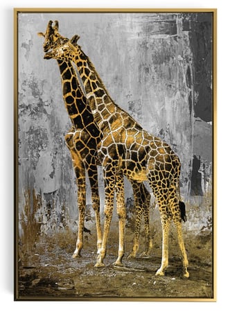 لوحة كانفاس على إطار خشبي بتصميم زوج من الزراف