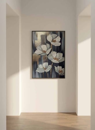 لوحة كانفاس على إطار خشبي، تصميم نمط زهور مميز، للمنزل، غرفة المعيشة، المكتب، الديكور