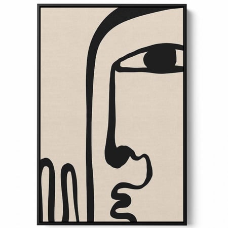 لوحة كانفاس على إطار خشبي، تصميم فن تجريدى وجه بخط واحد، للمنزل، غرفة المعيشة، المكتب، الديكور