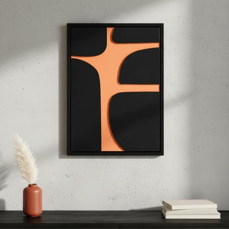 لوحة جدارية بارزة مصنوعة يدويا بتصميم عصري مع إطار أسود – ٥٠×٧٠ سم