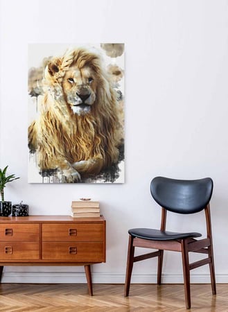 لوحة كانفاس على إطار خشبي، تصميم ملك الغابة ، للمنزل، غرفة المعيشة، المكتب، الديكور