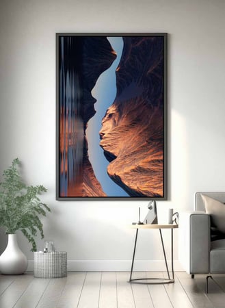 لوحة كانفاس على إطار خشبي، تصميم منظر طبيعى مع منحدرات، للمنزل، غرفة المعيشة، المكتب، الديكور