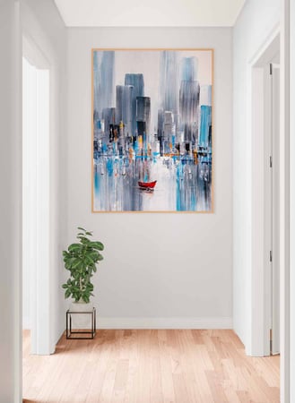 لوحة كانفاس على إطار خشبي، تصميم خليج مانهاتن، للمنزل، غرفة المعيشة، المكتب، الديكور
